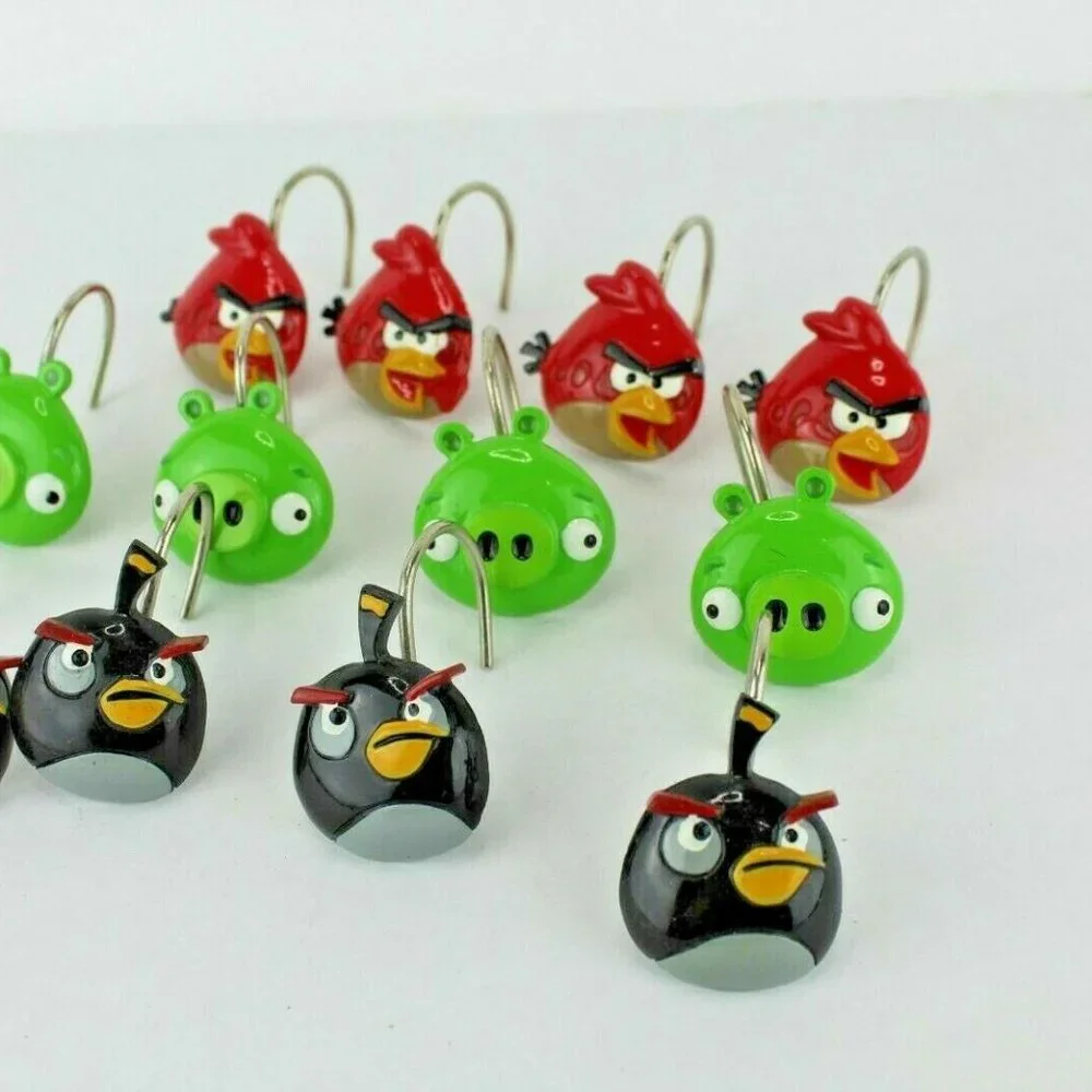 Angry Birds Mixed Set Of 12 Shower Curtain Hooks by Rovio Entertainment EUC